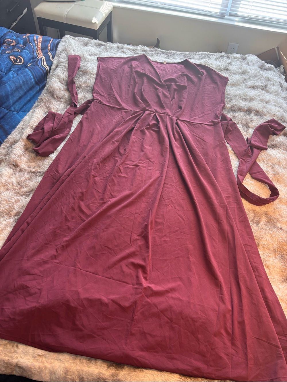 HALARA Sleeveless Wrap Maxi Dress - Burgundy
